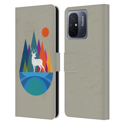 Dave Loblaw Contemporary Art Mountain Deer Leather Book Wallet Case Cover For Xiaomi Redmi 12C