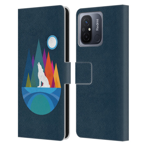 Dave Loblaw Contemporary Art Wolf Mountain With Texture Leather Book Wallet Case Cover For Xiaomi Redmi 12C