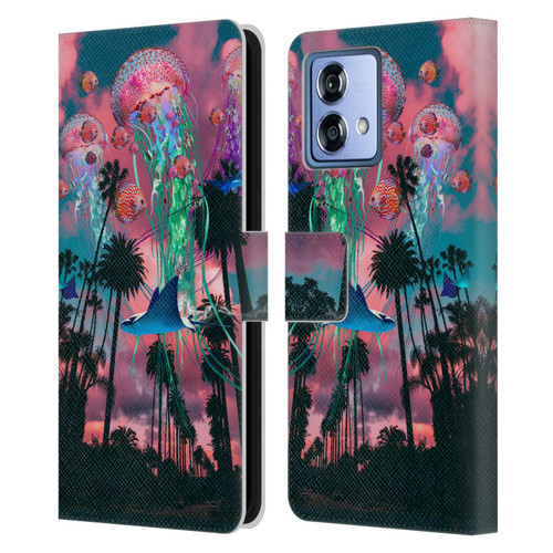 Dave Loblaw Jellyfish California Dreamin Jellyfish Leather Book Wallet Case Cover For Motorola Moto G84 5G