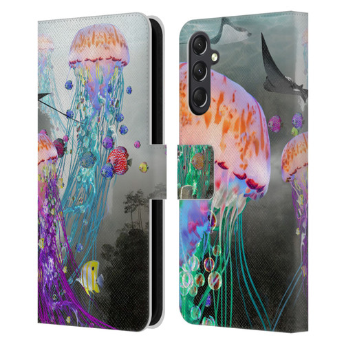 Dave Loblaw Jellyfish Jellyfish Misty Mount Leather Book Wallet Case Cover For Samsung Galaxy A24 4G / M34 5G
