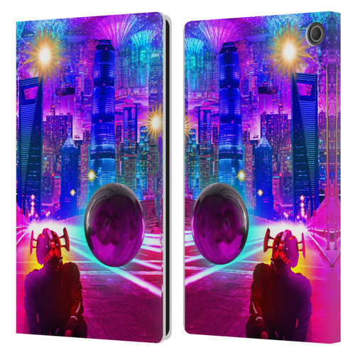 Dave Loblaw Sci-Fi And Surreal Synthwave Street Leather Book Wallet Case Cover For Amazon Fire Max 11 2023