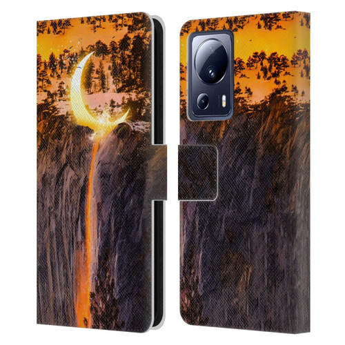 Dave Loblaw Sci-Fi And Surreal Fire Canyon Moon Leather Book Wallet Case Cover For Xiaomi 13 Lite 5G