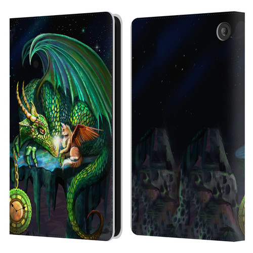 Rose Khan Dragons Green Time Leather Book Wallet Case Cover For Amazon Fire 7 2022