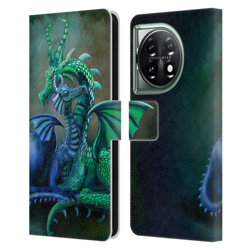 Rose Khan Dragons Green And Blue Leather Book Wallet Case Cover For OnePlus 11 5G