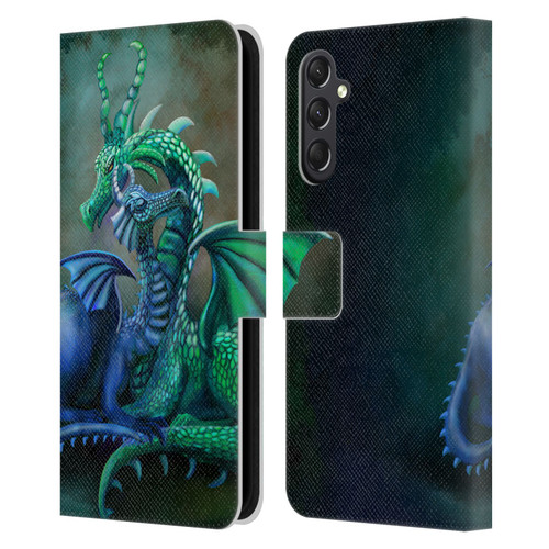 Rose Khan Dragons Green And Blue Leather Book Wallet Case Cover For Samsung Galaxy A24 4G / M34 5G