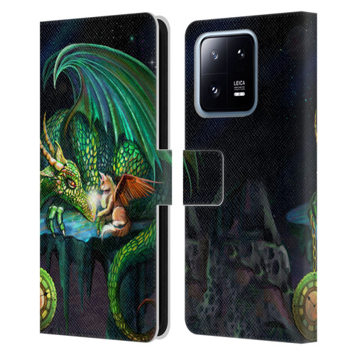Rose Khan Dragons Green Time Leather Book Wallet Case Cover For Xiaomi 13 Pro 5G