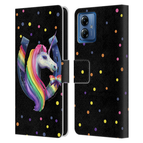 Rose Khan Unicorn Horseshoe Rainbow Leather Book Wallet Case Cover For Motorola Moto G14