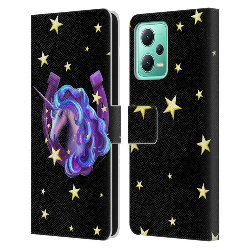 Rose Khan Unicorn Horseshoe Stars Leather Book Wallet Case Cover For Xiaomi Redmi Note 12 5G