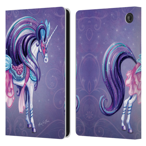 Rose Khan Unicorns White And Purple Leather Book Wallet Case Cover For Amazon Fire 7 2022