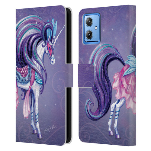 Rose Khan Unicorns White And Purple Leather Book Wallet Case Cover For Motorola Moto G54 5G