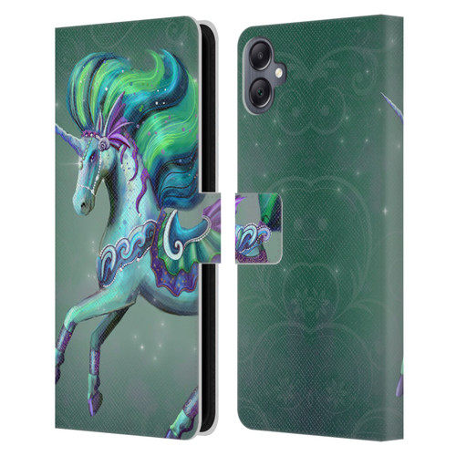 Rose Khan Unicorns Sea Green Leather Book Wallet Case Cover For Samsung Galaxy A05