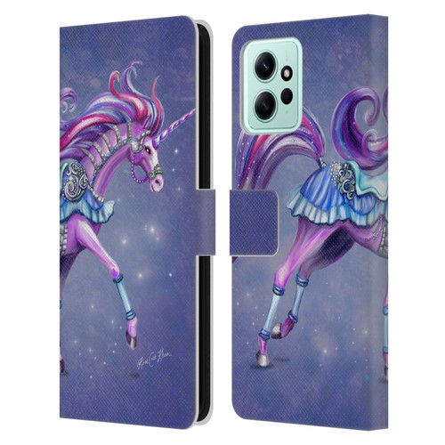 Rose Khan Unicorns Purple Carousel Horse Leather Book Wallet Case Cover For Xiaomi Redmi 12