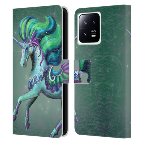 Rose Khan Unicorns Sea Green Leather Book Wallet Case Cover For Xiaomi 13 5G