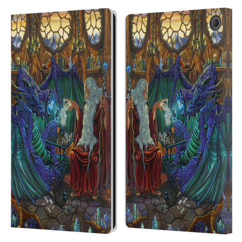 Ed Beard Jr Dragon Friendship Wizard & Dragon Leather Book Wallet Case Cover For Amazon Fire Max 11 2023