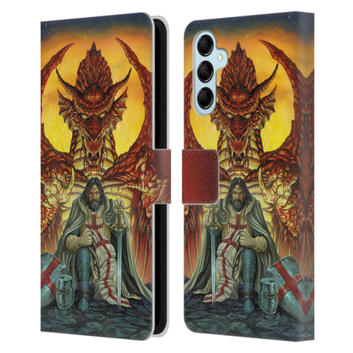 Ed Beard Jr Dragon Friendship Knight Templar Leather Book Wallet Case Cover For Samsung Galaxy M14 5G