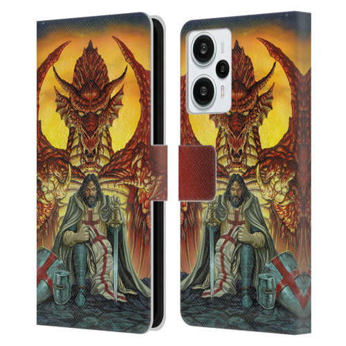 Ed Beard Jr Dragon Friendship Knight Templar Leather Book Wallet Case Cover For Xiaomi Redmi Note 12T