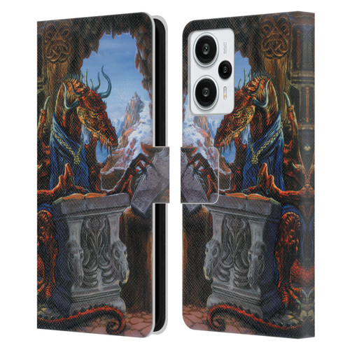 Ed Beard Jr Dragons Ancient Scholar Leather Book Wallet Case Cover For Xiaomi Redmi Note 12T