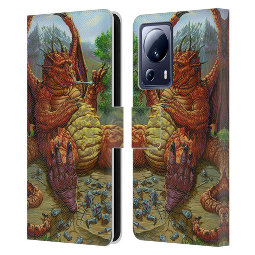 Ed Beard Jr Dragons Lunch With A Toothpick Leather Book Wallet Case Cover For Xiaomi 13 Lite 5G