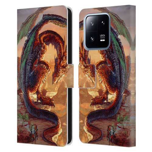 Ed Beard Jr Dragons Bravery Misplaced Leather Book Wallet Case Cover For Xiaomi 13 Pro 5G