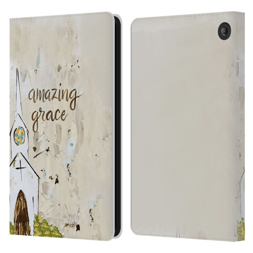 Haley Bush Church Painting Art Leather Book Wallet Case Cover For Amazon Fire 7 2022
