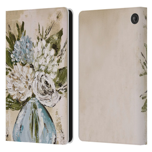 Haley Bush Floral Painting Blue And White Vase Leather Book Wallet Case Cover For Amazon Fire 7 2022