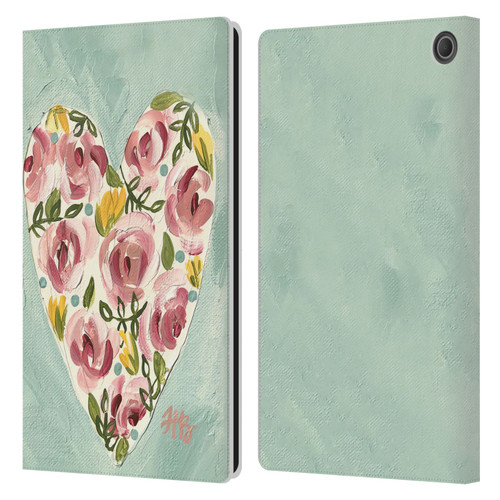 Haley Bush Floral Painting Valentine Heart Leather Book Wallet Case Cover For Amazon Fire Max 11 2023