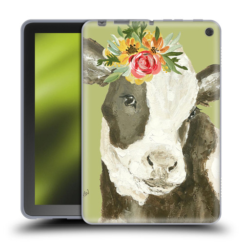 Haley Bush Floral Painting Holstein Cow Soft Gel Case for Amazon Fire HD 8/Fire HD 8 Plus 2020