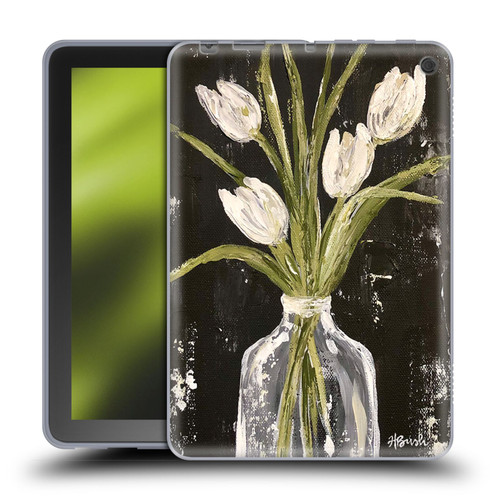 Haley Bush Floral Painting White Tulips In Glass Jar Soft Gel Case for Amazon Fire HD 8/Fire HD 8 Plus 2020