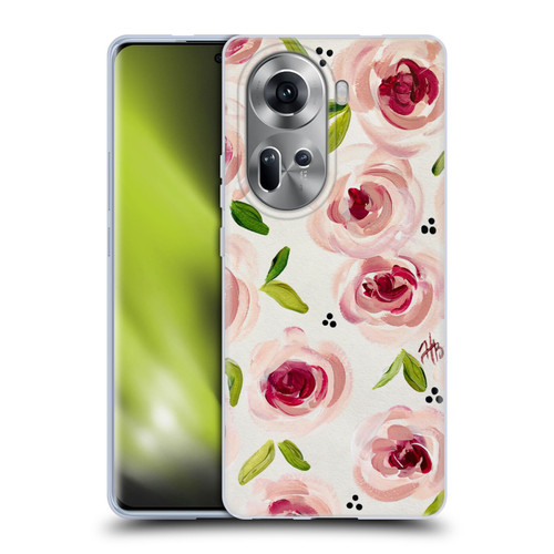 Haley Bush Floral Painting Pink Pattern Soft Gel Case for OPPO Reno11