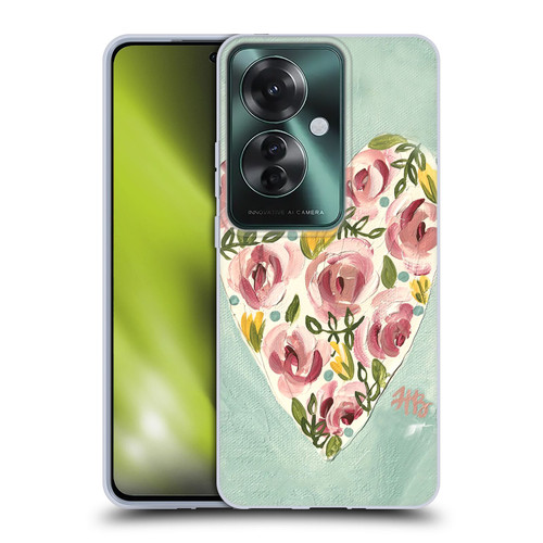 Haley Bush Floral Painting Valentine Heart Soft Gel Case for OPPO Reno11 F 5G / F25 Pro 5G
