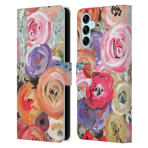 Haley Bush Floral Painting Colorful Leather Book Wallet Case Cover For Samsung Galaxy M14 5G