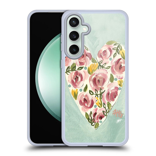 Haley Bush Floral Painting Valentine Heart Soft Gel Case for Samsung Galaxy S23 FE 5G