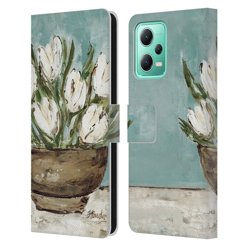 Haley Bush Floral Painting Tulip Bowl Leather Book Wallet Case Cover For Xiaomi Redmi Note 12 5G
