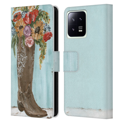 Haley Bush Floral Painting Boot Leather Book Wallet Case Cover For Xiaomi 13 5G