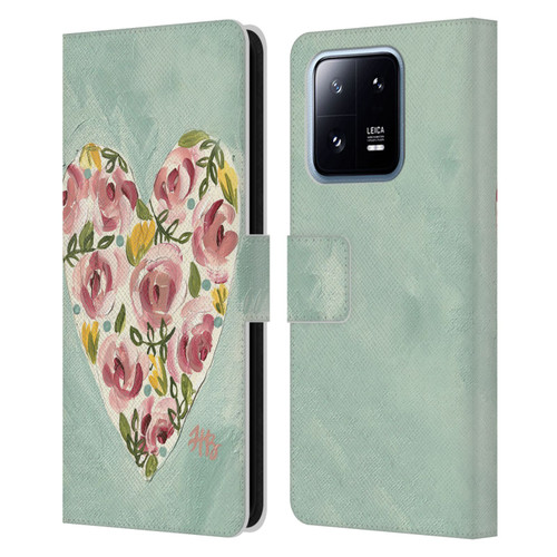 Haley Bush Floral Painting Valentine Heart Leather Book Wallet Case Cover For Xiaomi 13 Pro 5G