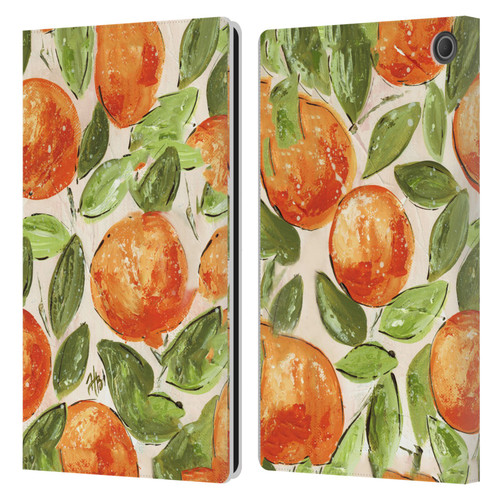 Haley Bush Pattern Painting Orange Splash Leather Book Wallet Case Cover For Amazon Fire Max 11 2023