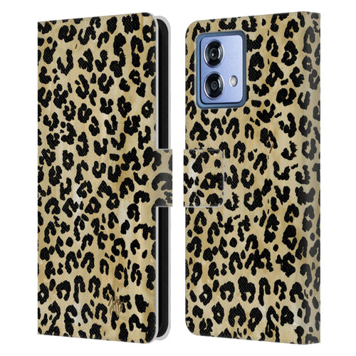 Haley Bush Pattern Painting Leopard Print Leather Book Wallet Case Cover For Motorola Moto G84 5G