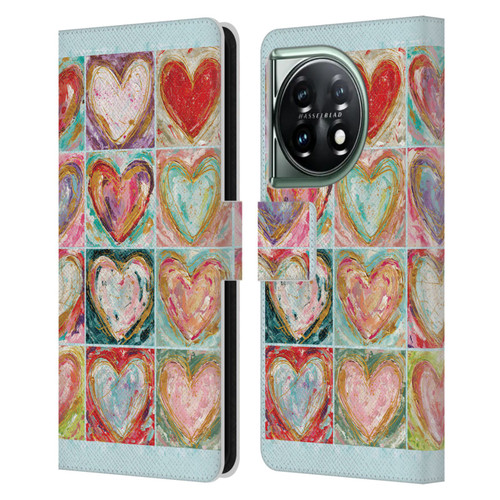 Haley Bush Pattern Painting Hearts Leather Book Wallet Case Cover For OnePlus 11 5G