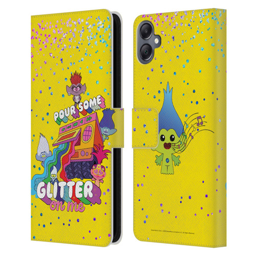 Trolls World Tour Key Art Glitter Print Leather Book Wallet Case Cover For Samsung Galaxy A05