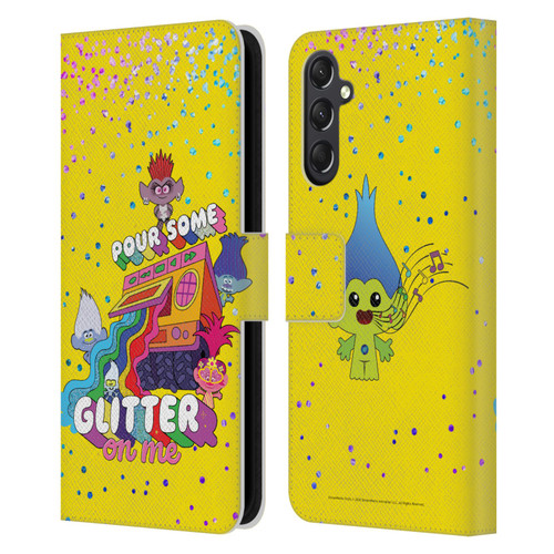 Trolls World Tour Key Art Glitter Print Leather Book Wallet Case Cover For Samsung Galaxy A24 4G / M34 5G