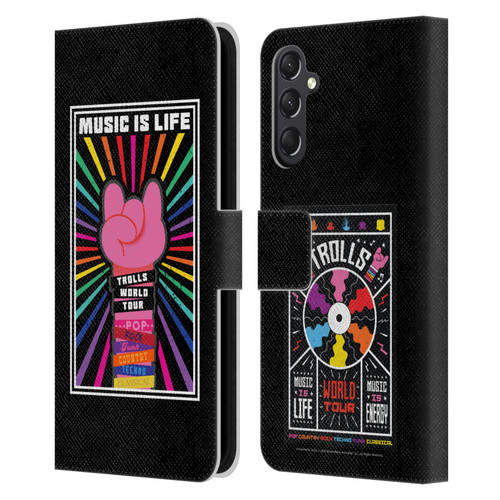 Trolls World Tour Key Art Music Is Life Leather Book Wallet Case Cover For Samsung Galaxy A24 4G / M34 5G