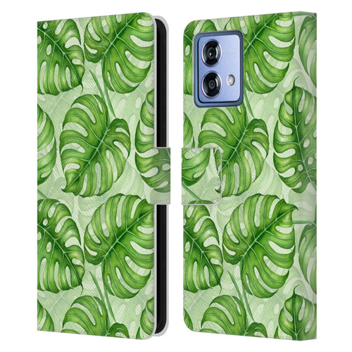 Katerina Kirilova Fruits & Foliage Patterns Monstera Leather Book Wallet Case Cover For Motorola Moto G84 5G