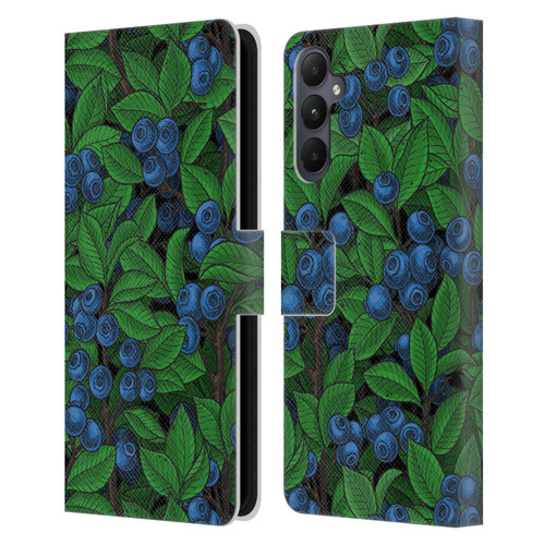 Katerina Kirilova Fruits & Foliage Patterns Blueberries Leather Book Wallet Case Cover For Samsung Galaxy A05s