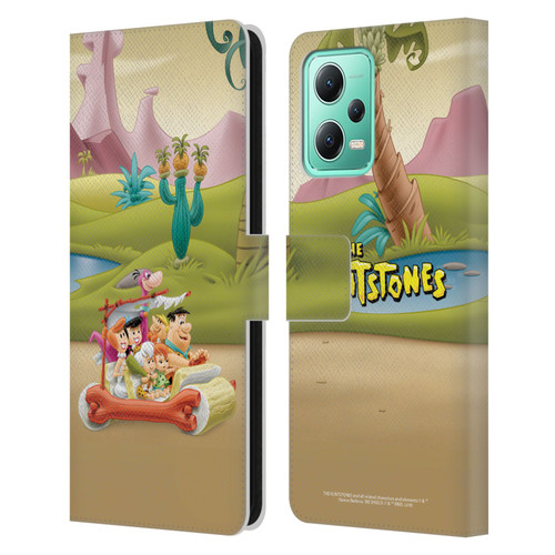 The Flintstones Characters Stone Car Leather Book Wallet Case Cover For Xiaomi Redmi Note 12 5G