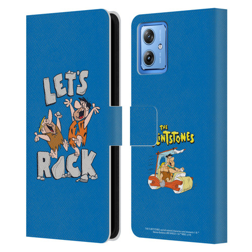 The Flintstones Graphics Fred And Barney Leather Book Wallet Case Cover For Motorola Moto G54 5G