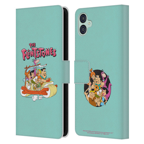 The Flintstones Graphics Family Leather Book Wallet Case Cover For Samsung Galaxy M04 5G / A04e