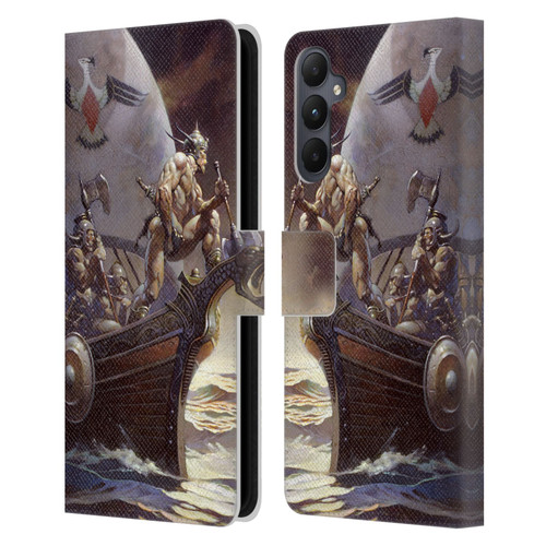 Frank Frazetta Medieval Fantasy Kane on Golden Sea Leather Book Wallet Case Cover For Samsung Galaxy A05s