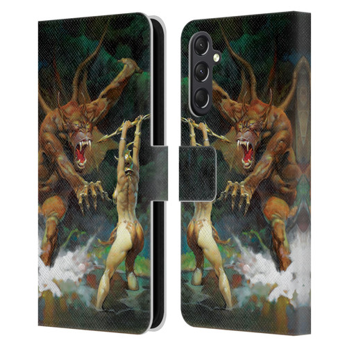 Frank Frazetta Medieval Fantasy Girl and the Beast Leather Book Wallet Case Cover For Samsung Galaxy A24 4G / M34 5G