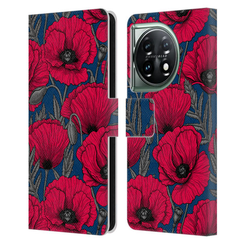 Katerina Kirilova Floral Patterns Night Poppy Garden Leather Book Wallet Case Cover For OnePlus 11 5G