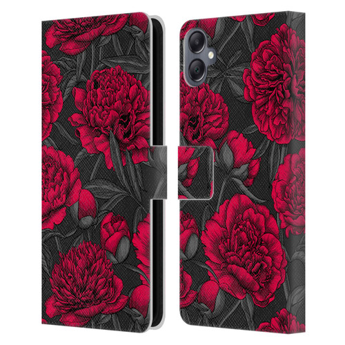 Katerina Kirilova Floral Patterns Night Peony Garden Leather Book Wallet Case Cover For Samsung Galaxy A05